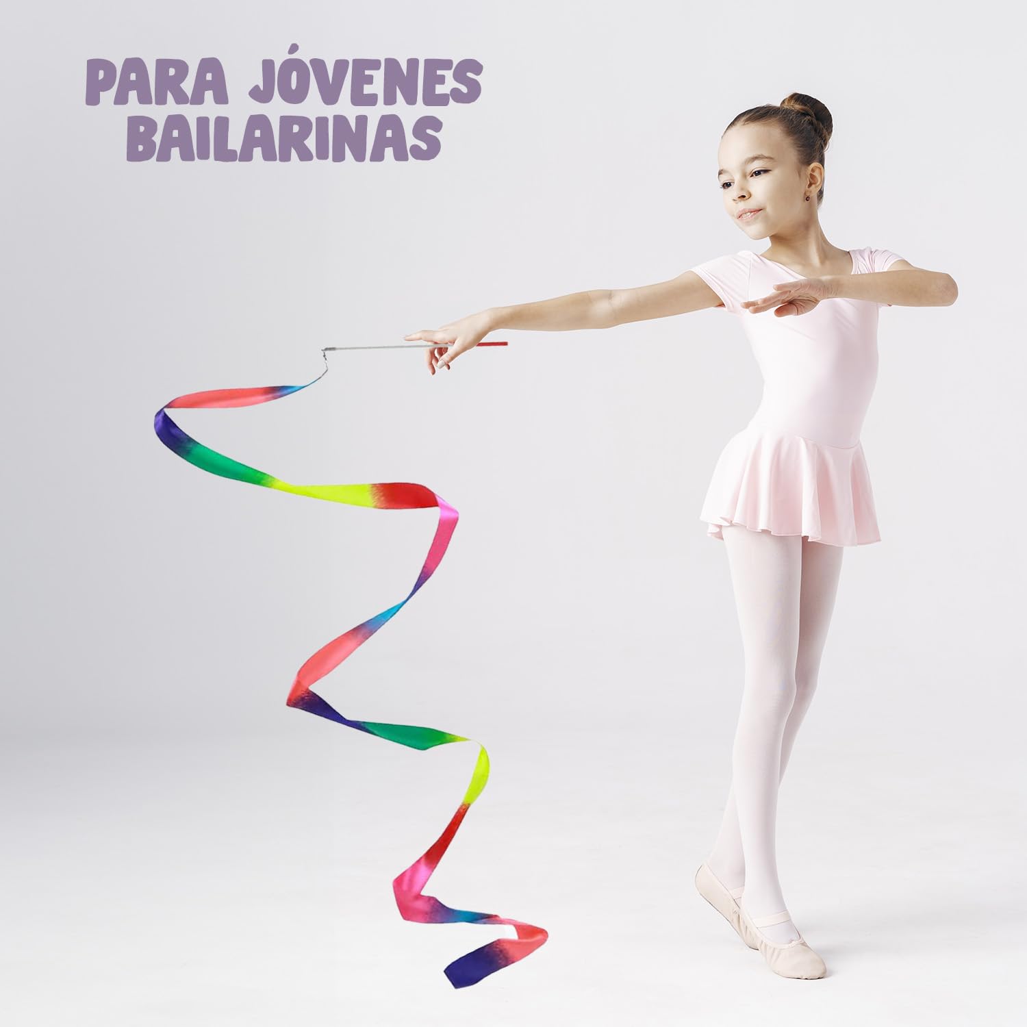 Cintas de Gimnasia Multicolores 2 Metros para Danza, Gimnasia Rítmica, Circo, Ejercicios de Suelo, Competición