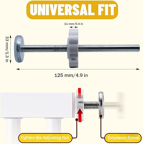 Miniatura 2 de Varilla roscada universal para puerta de bebé, protector de pared para puerta de bebé, pieza de tornillo de repuesto M8 (0.315 in) para puertas de
