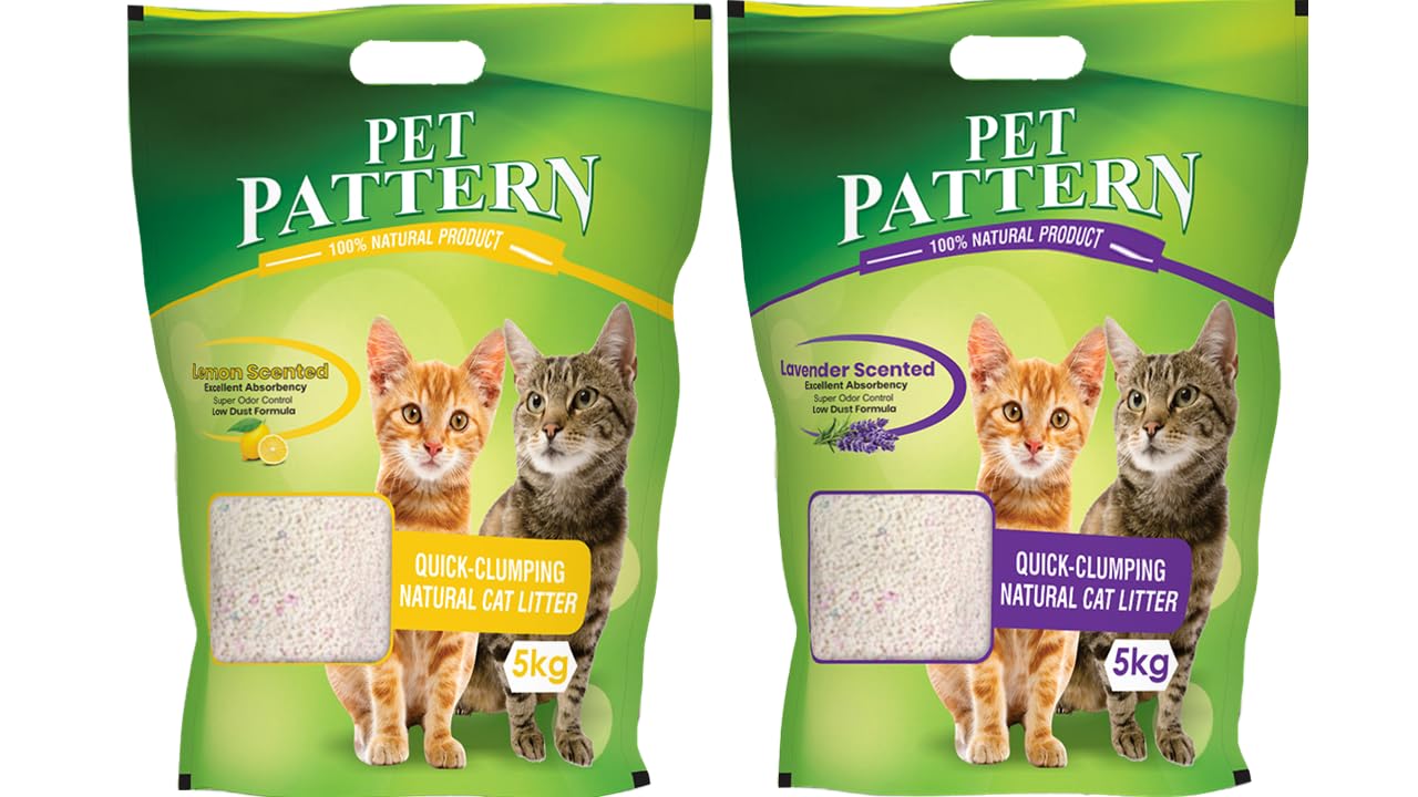 Pet Pattern Cat Litter 5 Kg Each Combo Litter 99.99% Dust Free Fast Clamping Natural Cat Litter Lemon & Lavender Scented (Pack of 2 - Total 10kg) (B0CYPW57RM) Amazon Price History, Amazon Price Tracker