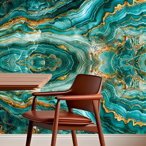 Image of Nuxovilar Green Gemstone Wallpaper Peel Stick Vinyl 15.75x39.37