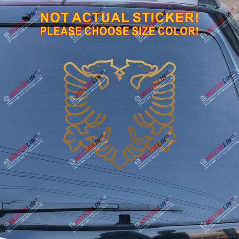Albania Double Headed Eagle Decal Sticker Albanian Car Vinyl die Cut no bkgrd c (Gold, 5'' (12.7cm))