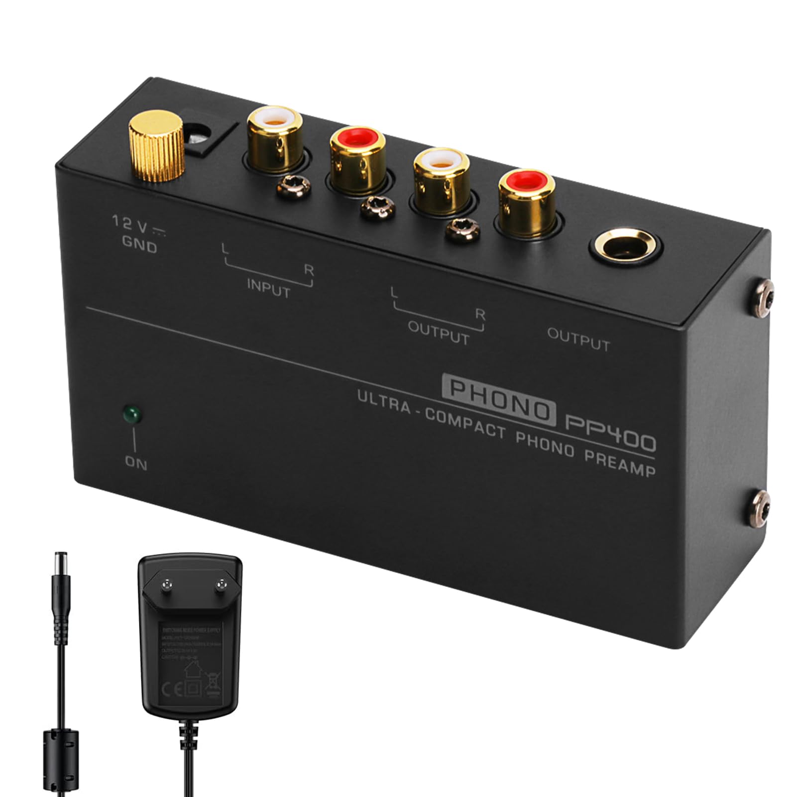 Nizirioo audiofilo M/M Phono preamplificatore con interruttore accensione 12V 1A RCA input output per giradischi
