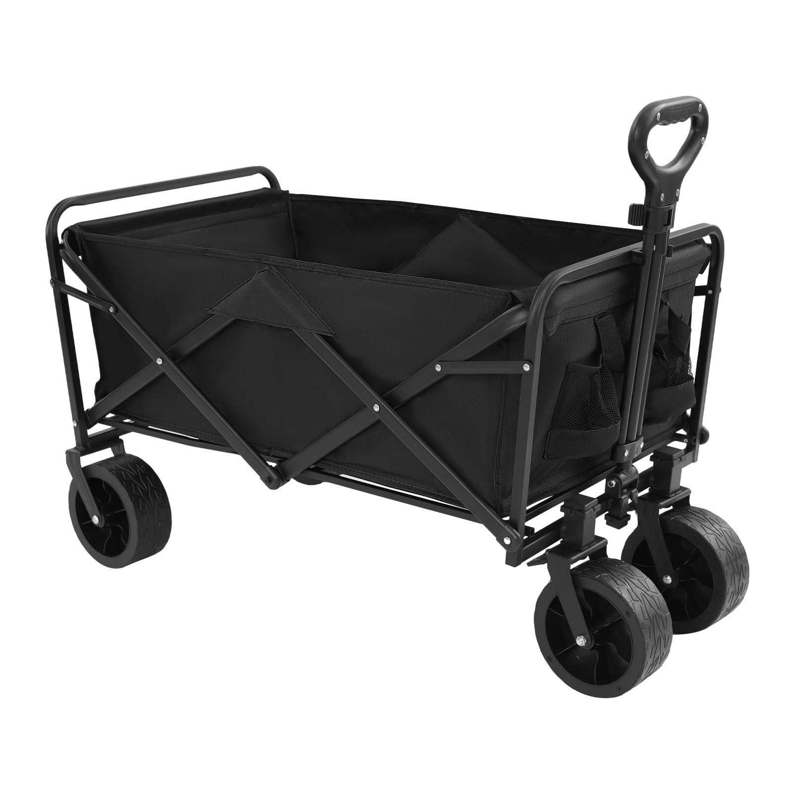 Carretilla de mano plegable de 5/8 pulgadas, carro de camping plegable con asa, capacidad de carga 90 kg/115 kg, carro de mano plegable, 4 ruedas desmontables para compras, camping, jardín (negro, 8