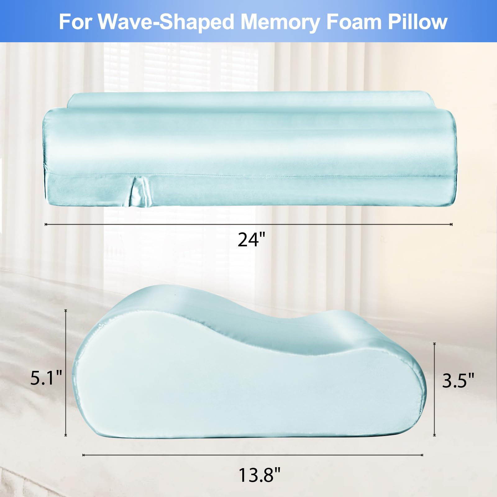 Luxurious Satin Pillowcase for Contour Memory Foam Pillows 24" x 14" x 5.1"/3.5" Cervical Pillow Case - Image 2