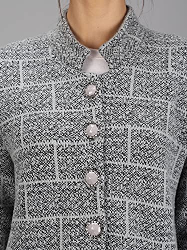 Image of eKools Women's Ladies Winterwear Woolen Banded Collar Multicolor Cardigans Sweaters