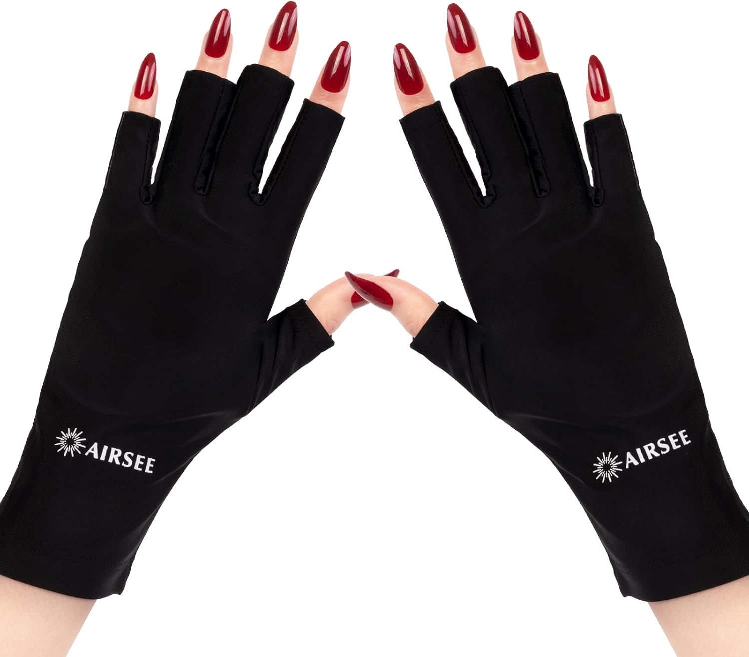 AIRSEE Anti UV Gloves for Nail Lamp, UPF50+ UV Protection Gloves for Manicures Nail Art, Fingerless Gloves for Women