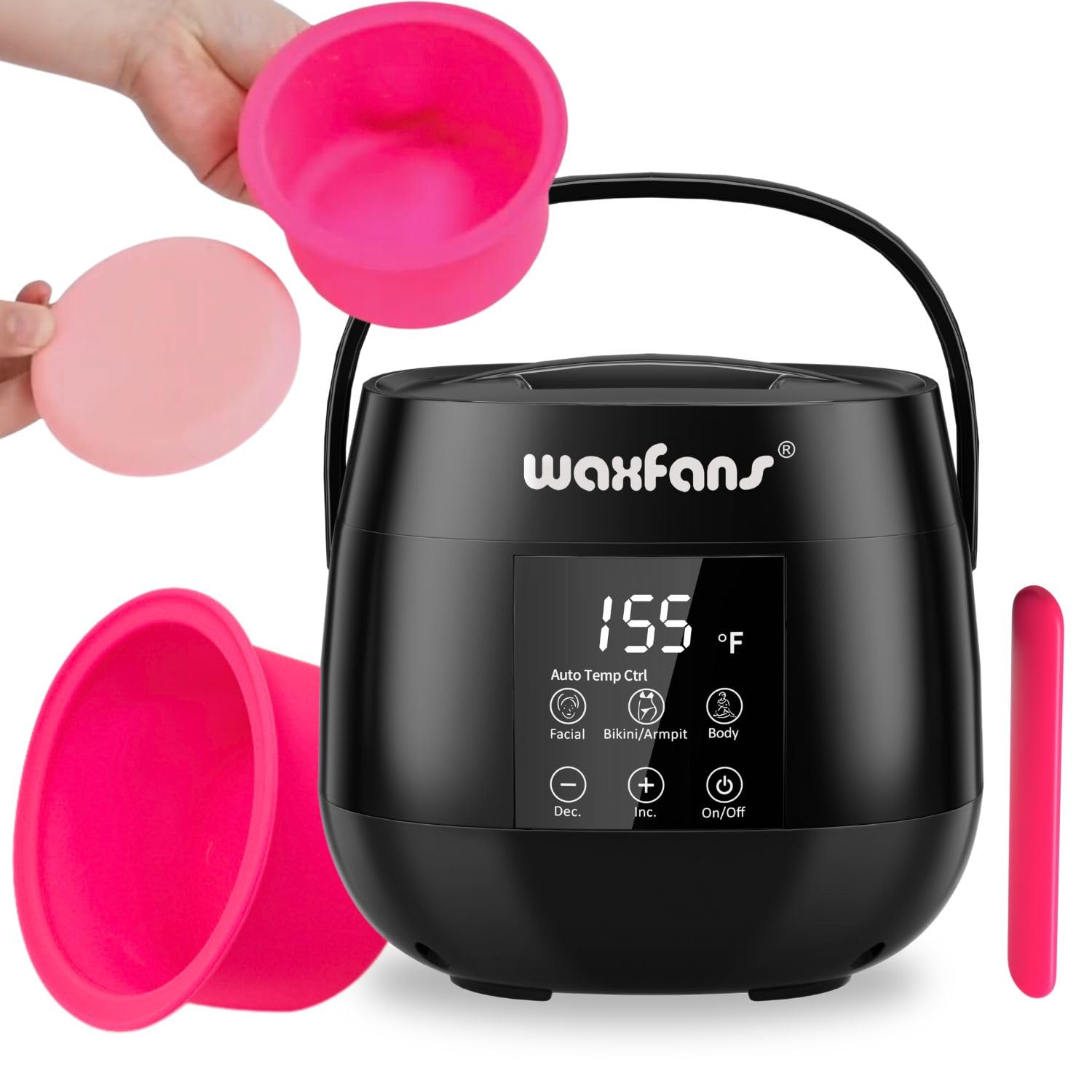 Smart Digital Wax Machine with Auto Temperature Control for Safe Hair Removal - Suitable for Brazilian, Bikini, Facial, Eyebrow, Nose & Full Body Waxing (with a Silicone Bowl)