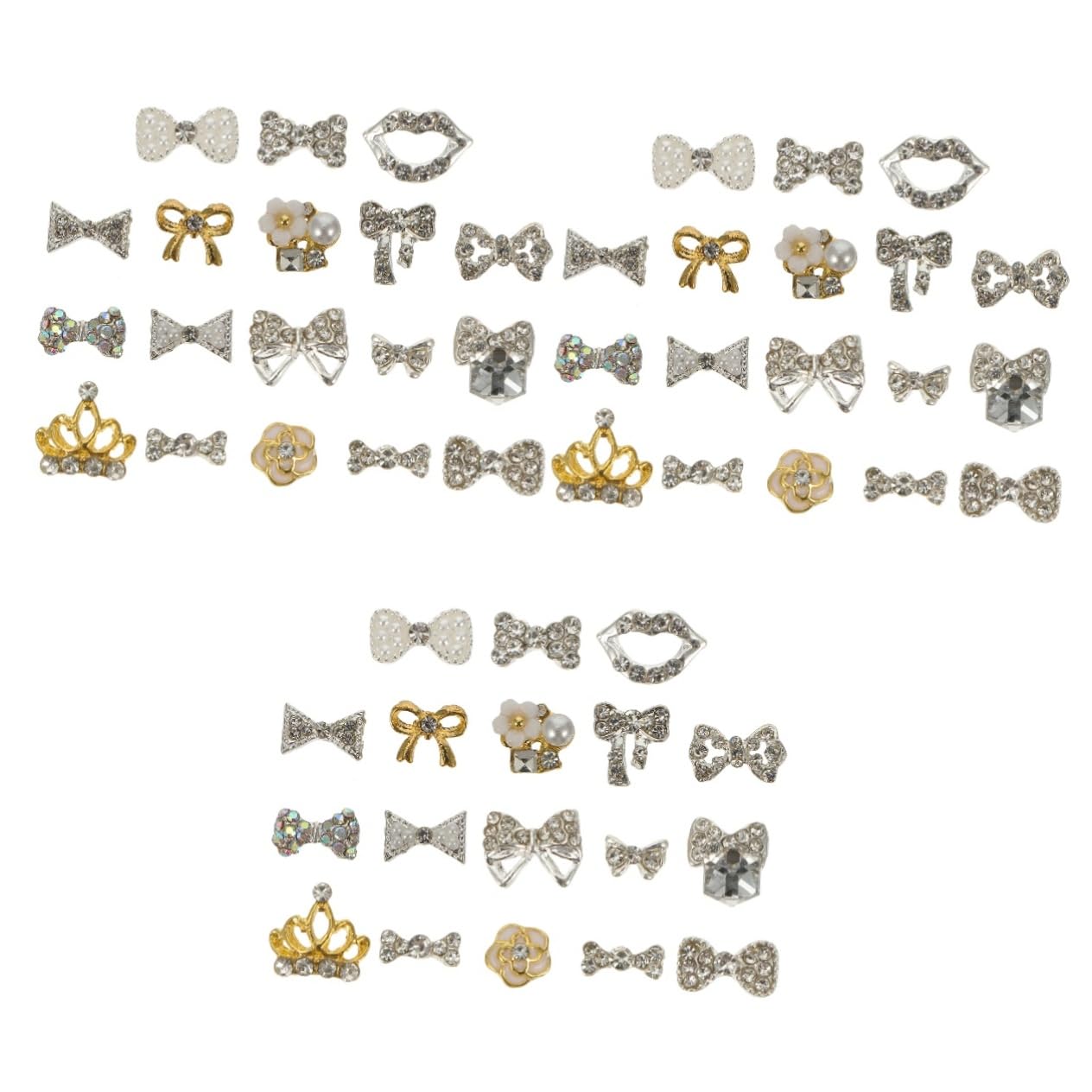 Healeved 3sets DIY Manicure Jewelry 3D Butterfly Bow Nail Studs Red Gems for Nails for Christmas Birthday 18pcs*3 Random Style