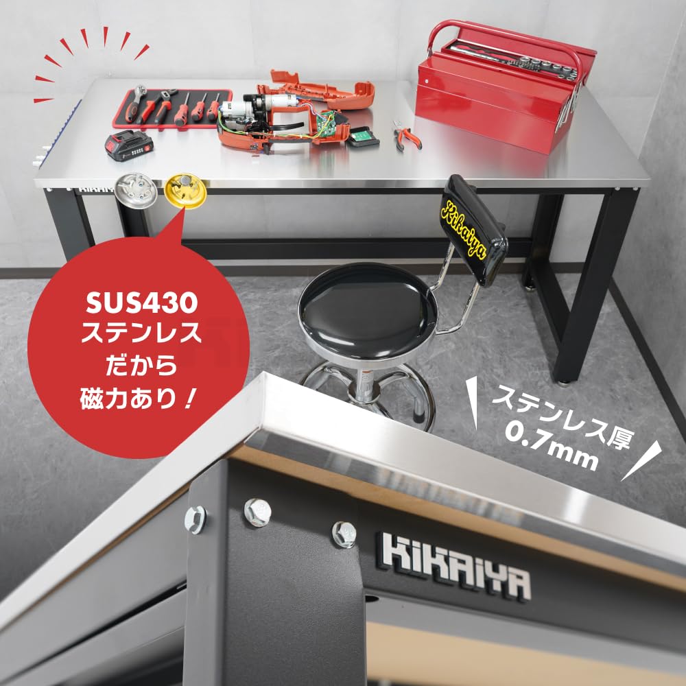 Amazon.co.jp: KIKAIYA 作業台 ステンレス天板 300kg W1600×D600