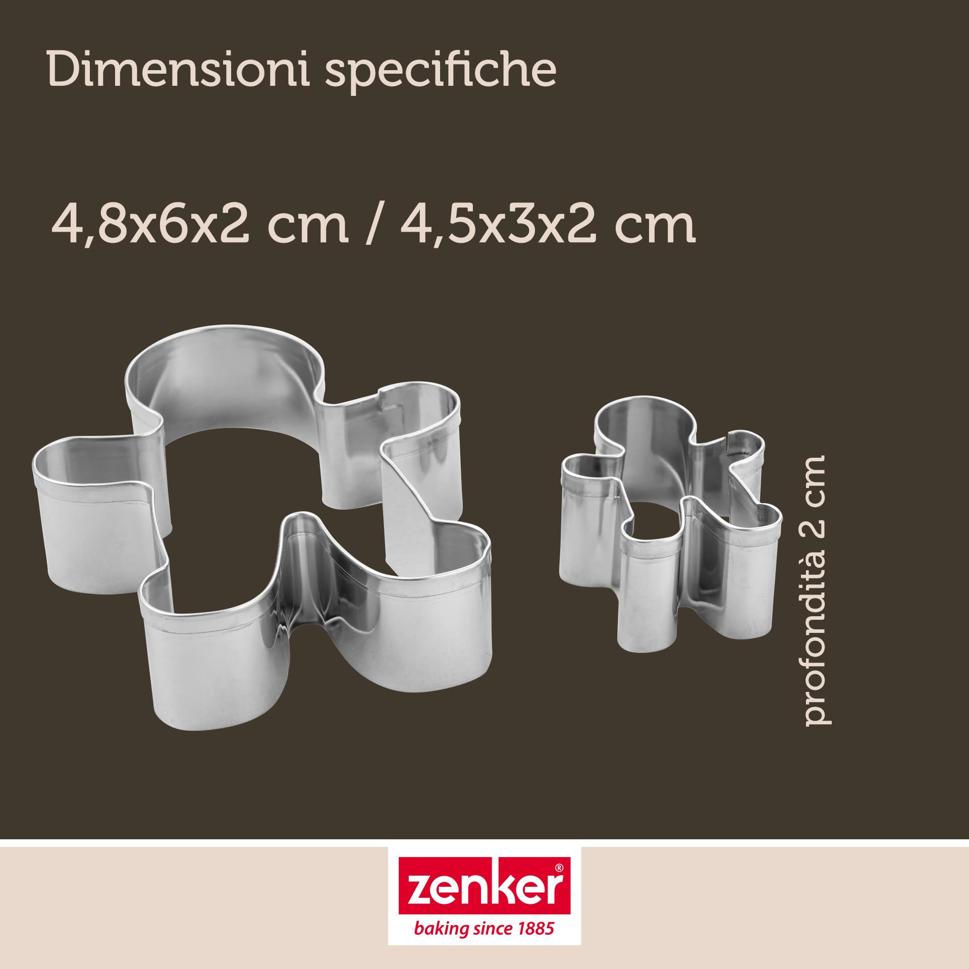 Zenker Tagliapasta Linzer con testa di alce – 2 in 1 in acciaio inox per biscotti a