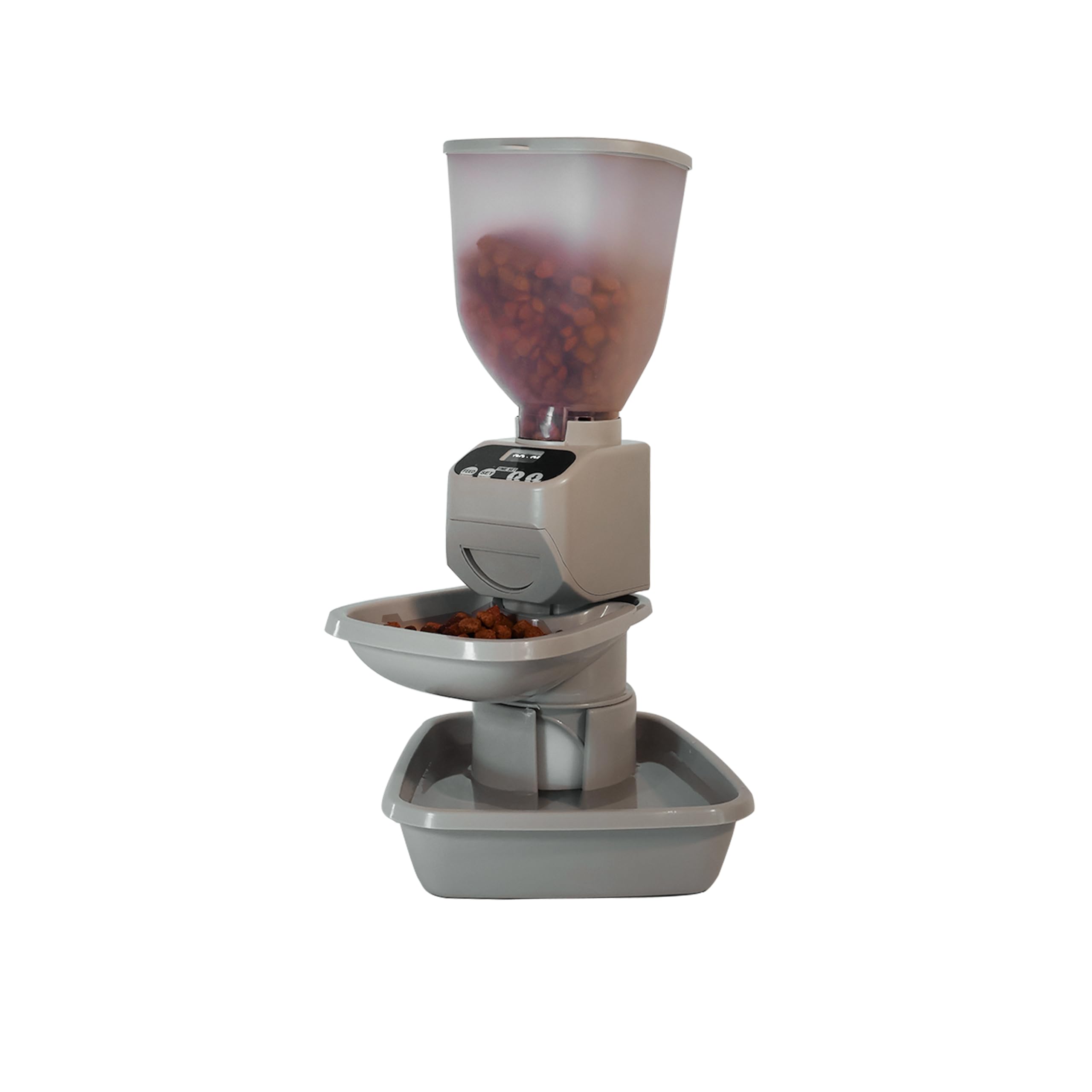 Feeding Friend® Automatic Dog & Cat Food Feeder with Water Dispenser – Smart Pet Feeder with Portion Control, OLED Display, Anti Jam Design, Battery Operated Dispenser for Small - (XS) Pets - Taupe