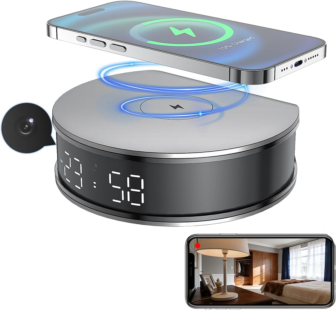 LIZVIE Hidden Camera Clock, Wireless Spy Camera 2.4G WiFi 1080P Full HD - Night Vision/Motion Detection Alarm/App Control/SD Storage/Nanny Cam for Home Security Indoor.