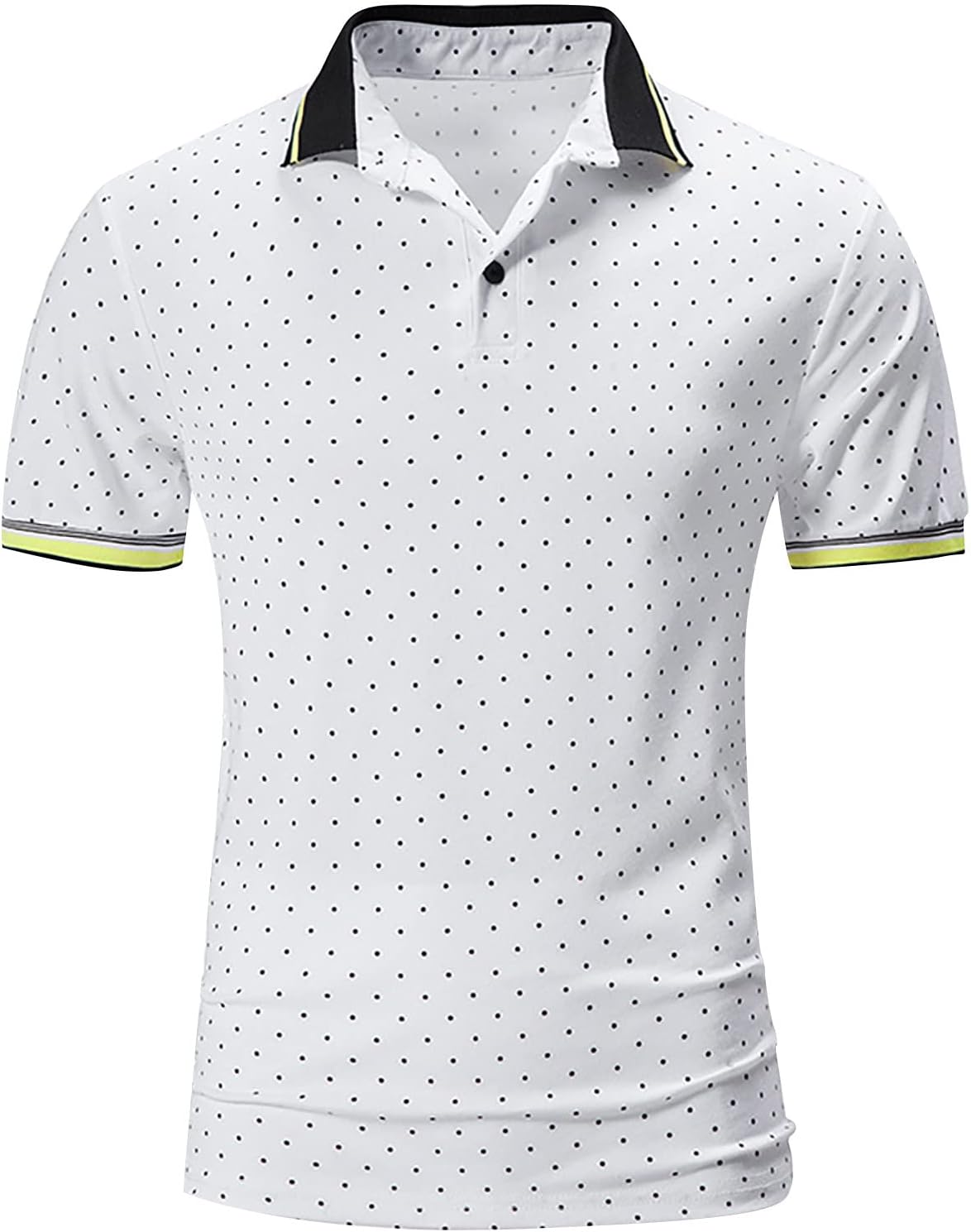 Banbry Regular Fit Men's Shirt Stretch Tech Performance Golf Polo Shirt Short Sleeve Loose Stand Collar Little Dots Printed Slim Fit T-Shirts