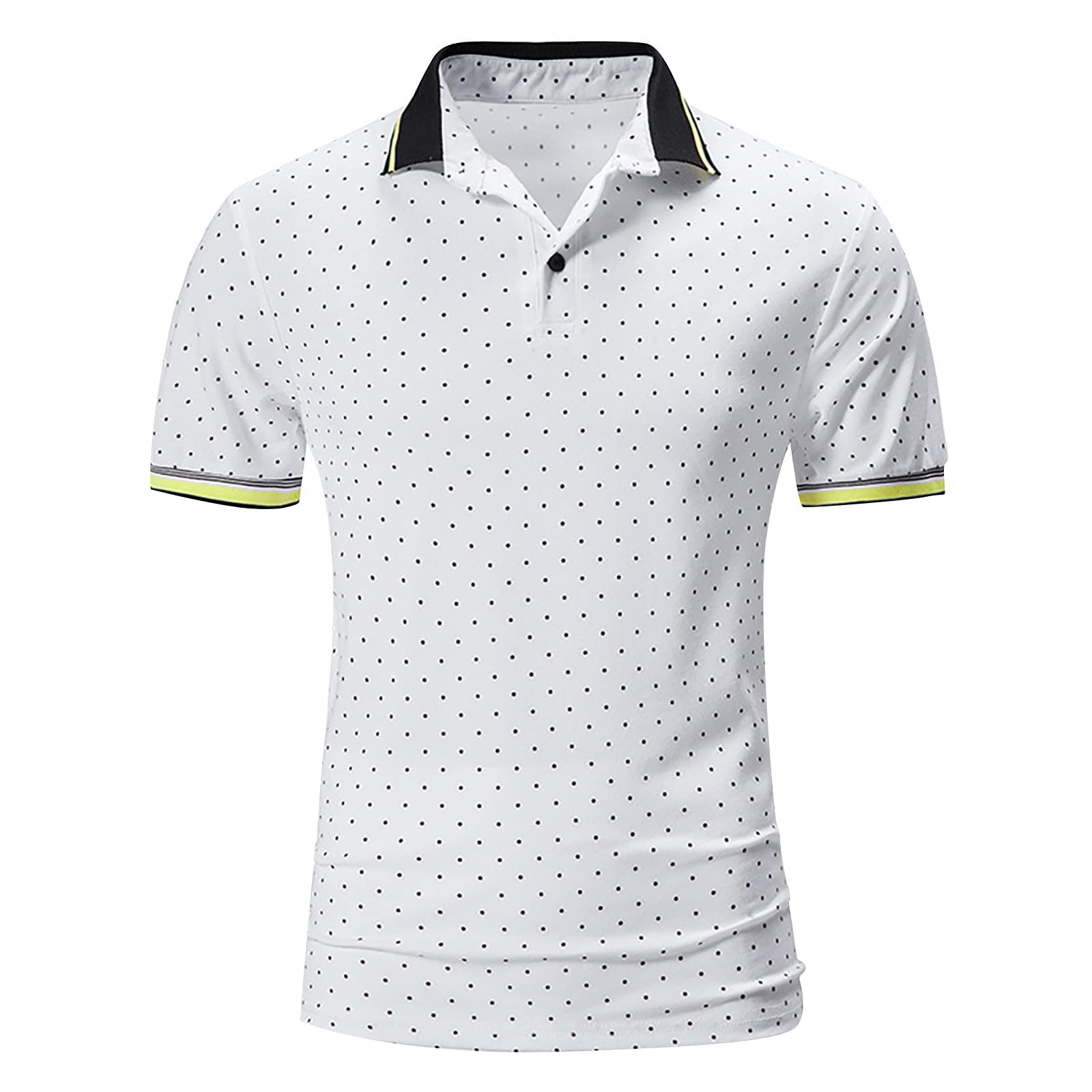 Banbry Regular Fit Men's Shirt Stretch Tech Performance Golf Polo Shirt Short Sleeve Loose Stand Collar Little Dots Printed Slim Fit T-Shirts