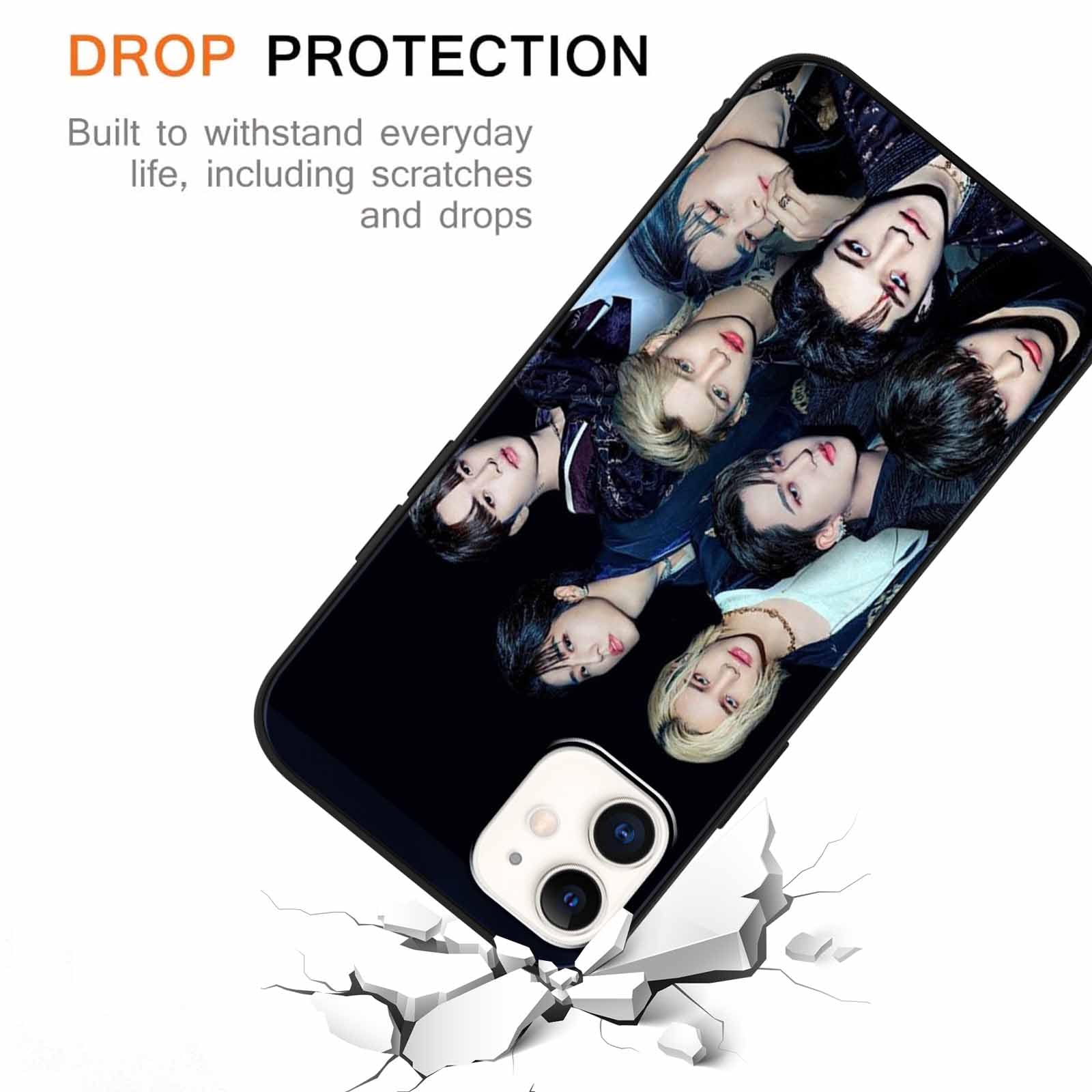 nurkorki 2 Pièces Noir Coque pour iPhone 16 6,1,Etui avec Mode Kpop Stray Kids Skzoo Motif Dessin Housse,Silicone TPU Cartoon Antichoc Protection Case Cover pour Fille,Skz Fans,Mode
