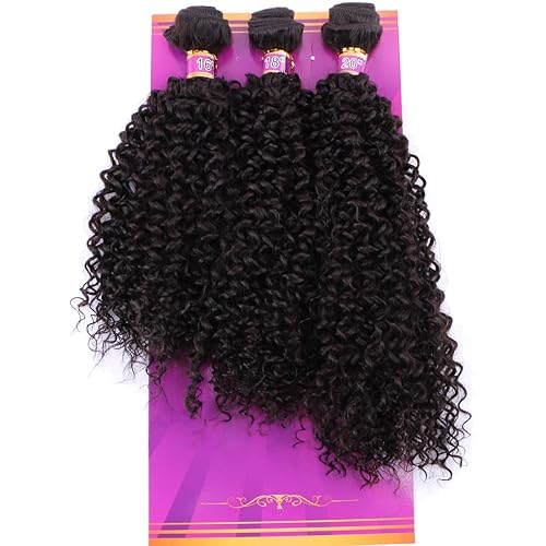 ZHENLISI Kinky Curly Hair Bundles 16 18 20 Inches 3 Pieces One Pack Quick Weave Hair Bundles Soft Curly Synthetic Hair Extensions for Women(Color 2)