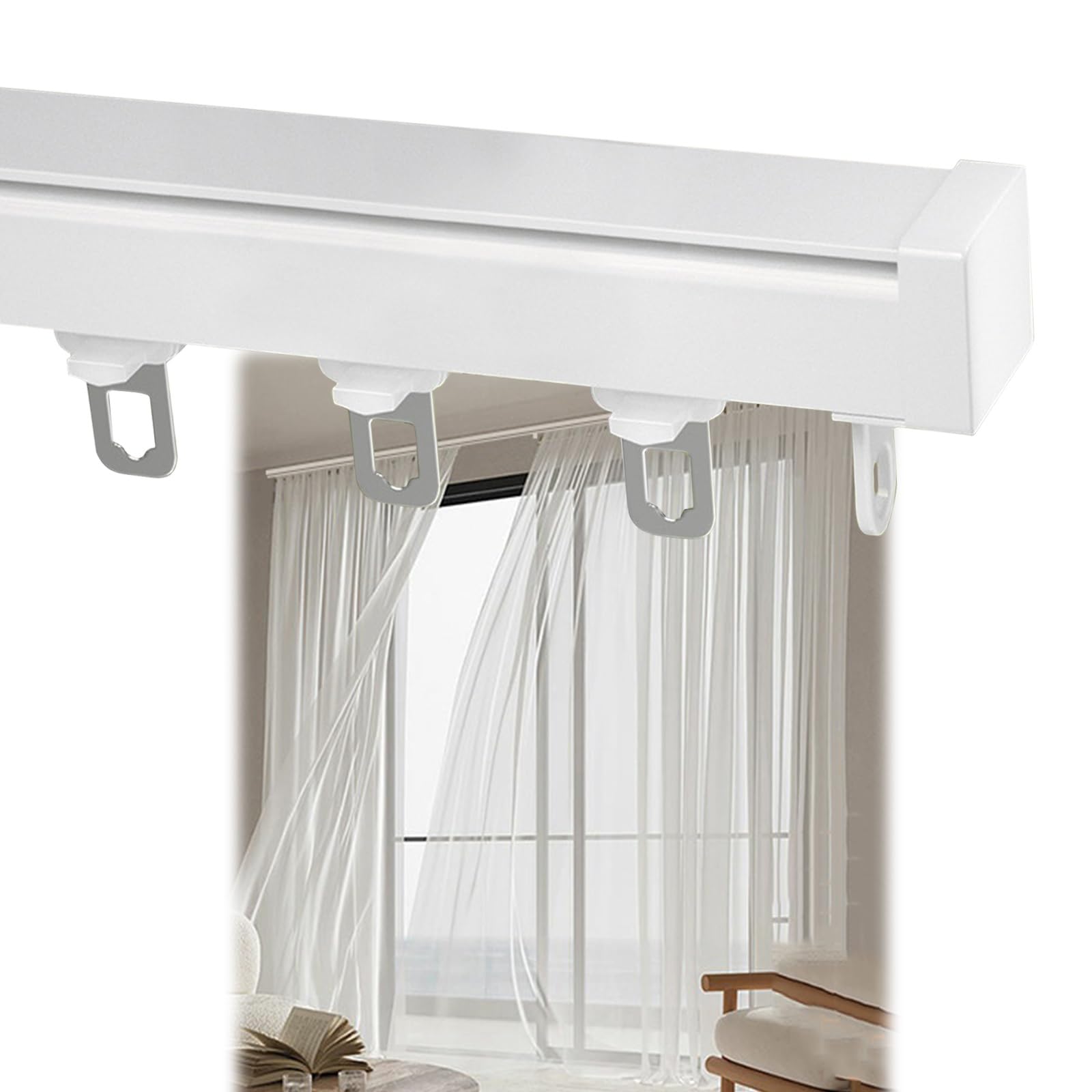 Tringle de rideau de douche et séparateur de pièce en rail aluminium à fixer au plafond
