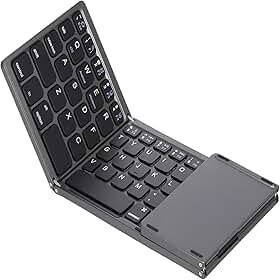 Mini Teclado Dobrável com Tecla Ç Portátil Tecnologia Bluetooth Sem Fio Com Touchpad Compatível com Android, Windows, IOS, Linux