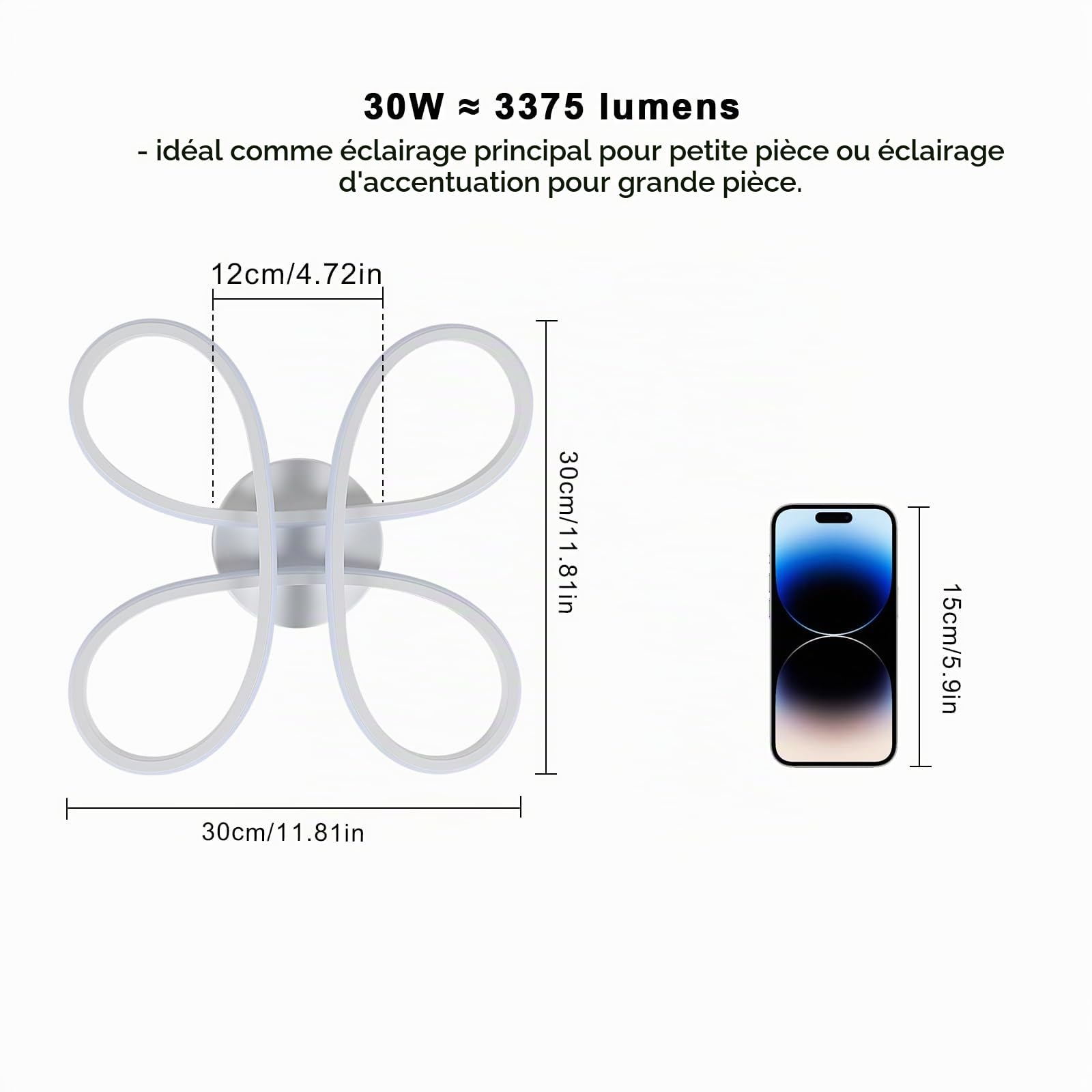 Plafonnier LED Floral Design, 30W 6500K Blanc Froid | Lampe de Plafond Moderne, Luminaire Plafonnier Led pour Chambre Salon, Salle à manger, Cuisine, 30CM