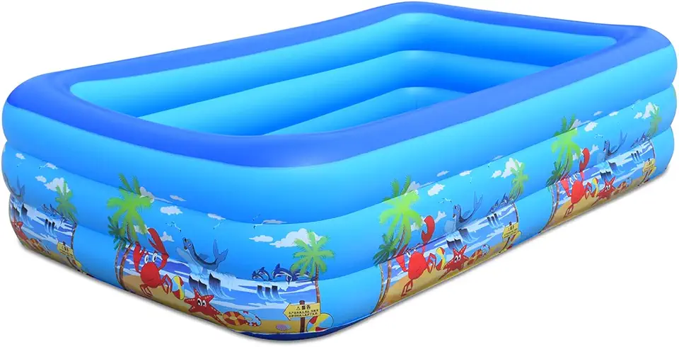 Piscina Inflável Infantil 150×84×45cm, Acompanha Bomba Manual 12” e 10 Bola de banho