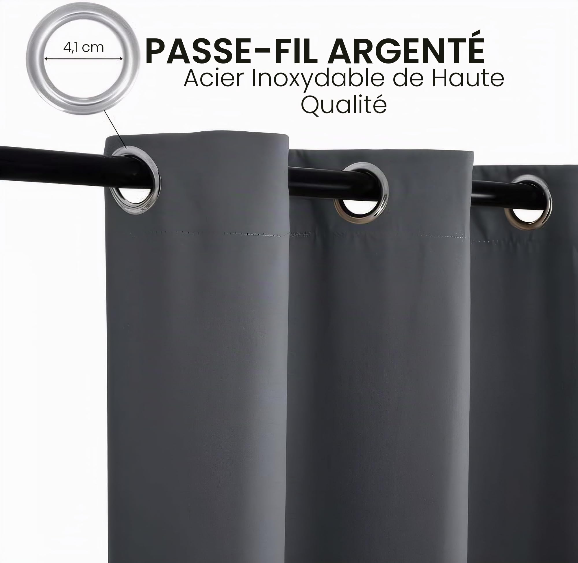 Rideau Exterieur Terrasse,imperméables,Coupe-Vent,Rideau Pergola Extérieur Occultants à Double œillet à Isolation Thermique pour tonnelle de Porte de Jardin,Gris foncé,2 pièces|254x213cm(LxH)