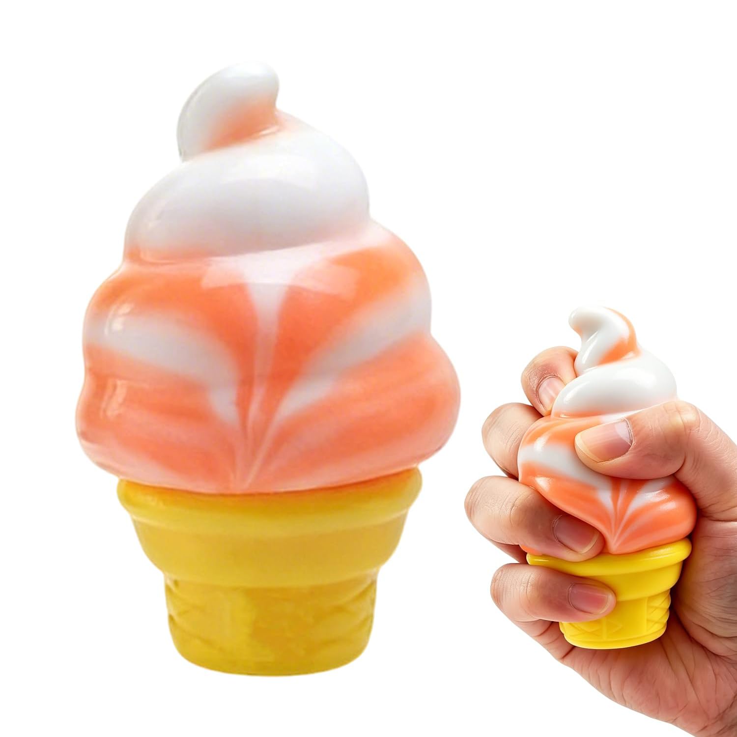 Cute Orange Ice Cream Squishy, Slow Rebound Squeeze Toy, Popular Squishies for Strees Relief, Squishy Ice Cream for Daily Play Sensory Relaxation, for Kids Teens Home School Office Use