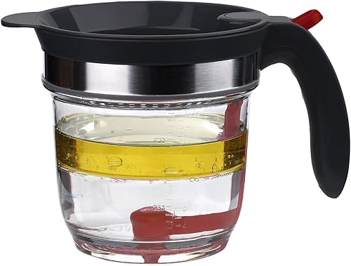 Miniatura 10 de Separador de grasa de plástico de 4 tazas con liberación inferior, separador de grasa en salsa, taza medidora de aceite de sopa, incluye una prensa