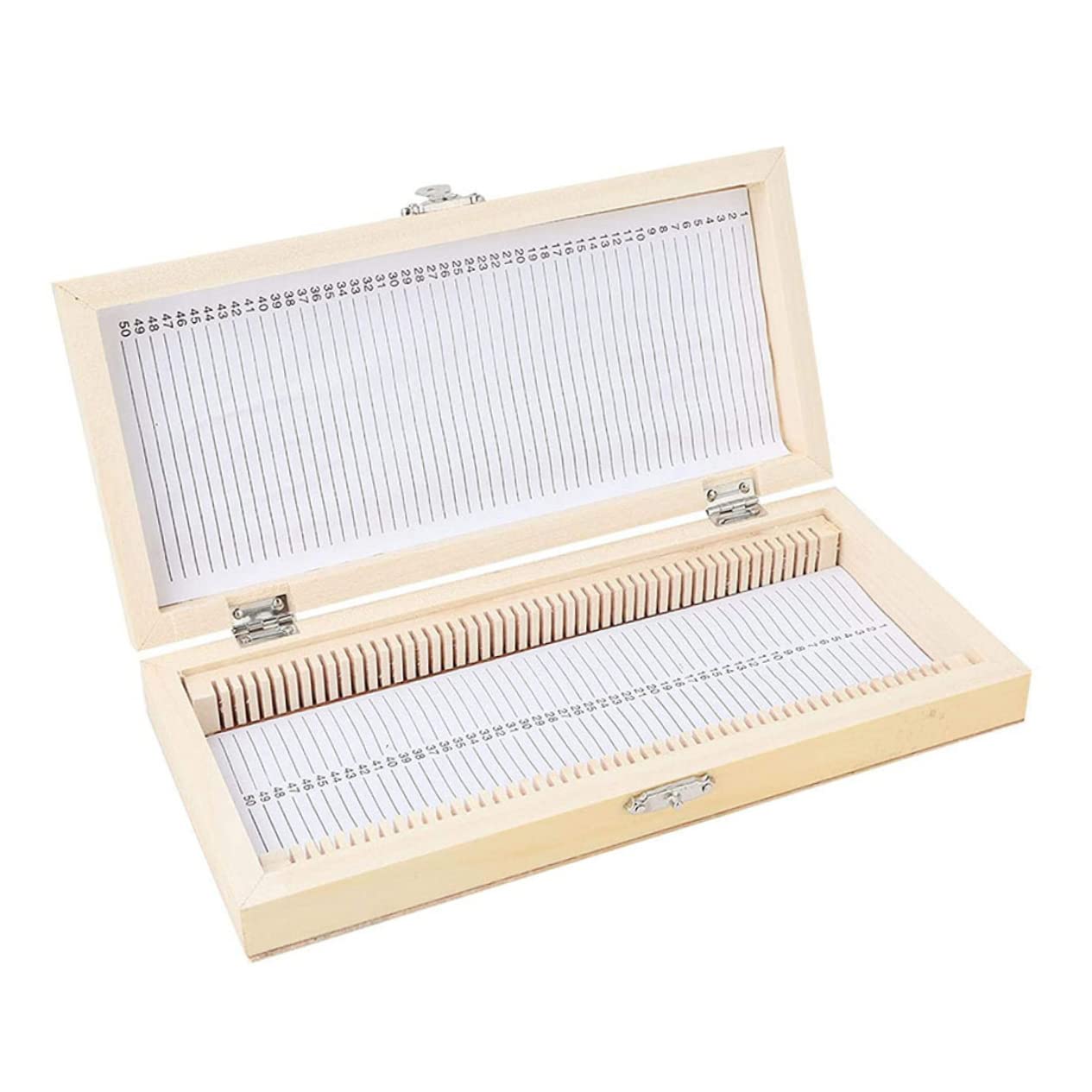 Amosfun Boîte Coulissante en Bois Compacte et Facile à Transporter Compartiments Numérotés pour 50 Lames de Microscope pour Collection de Spécimens