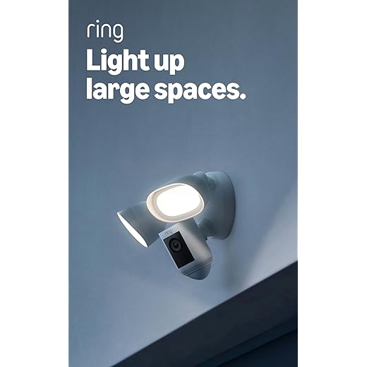 Ring Floodlight Cam Wired Pro with Bird’s Eye View and 3D Motion Detection (2021 release), White