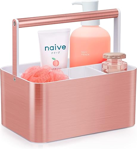 BYUNER Bolsa de ducha portátil cesta de baño de plástico grande dividida con asas para dormitorio universitario organizador de almacenamiento de