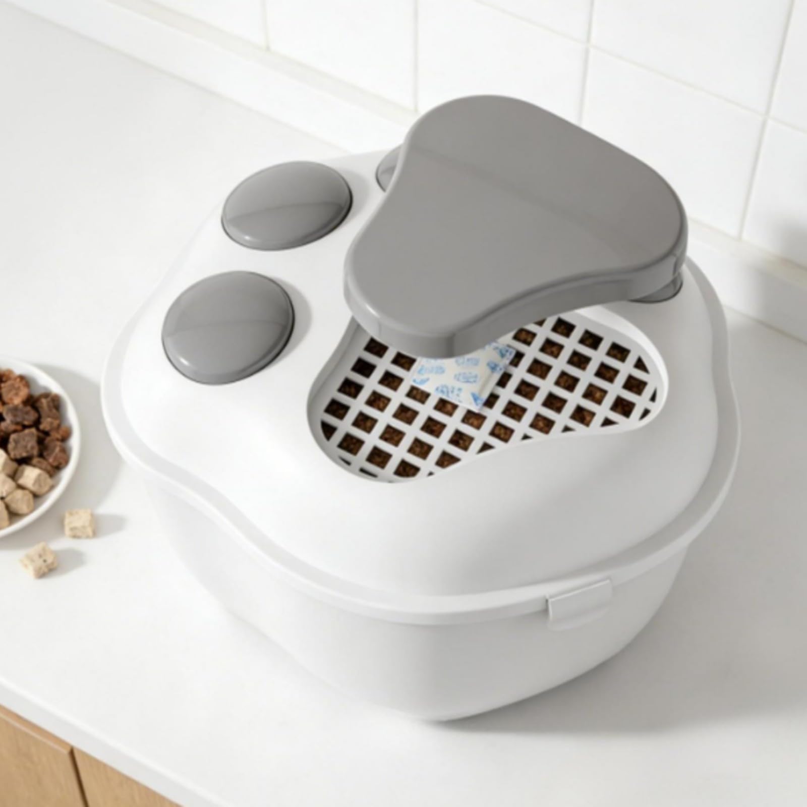 Cubo Industrial con Tapa para Almacenar Mascotas con Compartimento y Incluido para Ración Diaria Acuado para Cocina y Alimentación, Verde