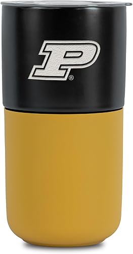 Miniatura 65 de Rico Industries NCAA Miami of Ohio Redhawks - Vaso de cerámica de 16 onzas con agarre de silicona, grabado láser profundo, diseño de color negro