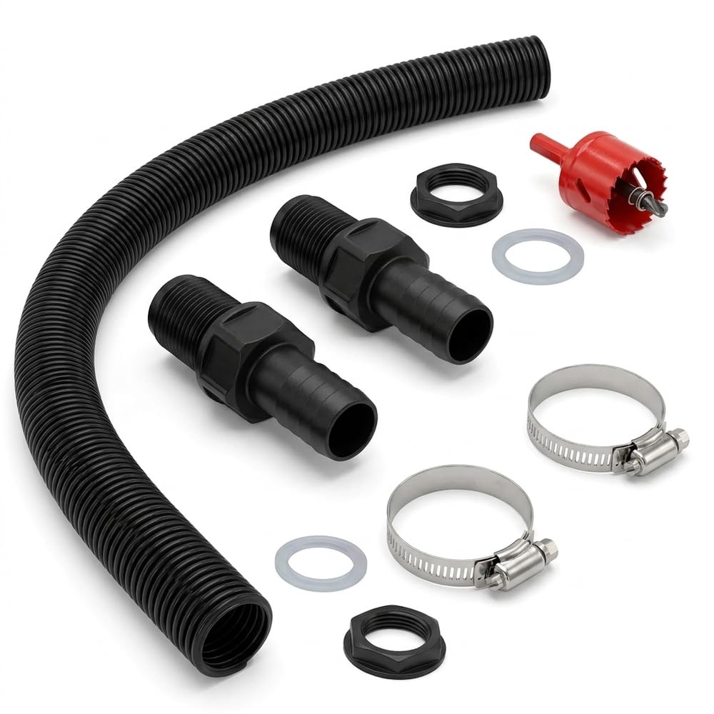 25mm Water Butt Connector Kit, Waterbutt Hose Connector with Flexible Hose and Tap Adapter, for Rainwater Harvesting and Garden Irrigation