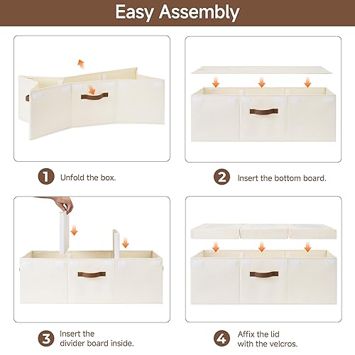 Miniatura 7 de StorageWorks Contenedores grandes de almacenamiento de juguetes con tapas, cofres de juguetes plegables y resistentes, baúles de almacenamiento con