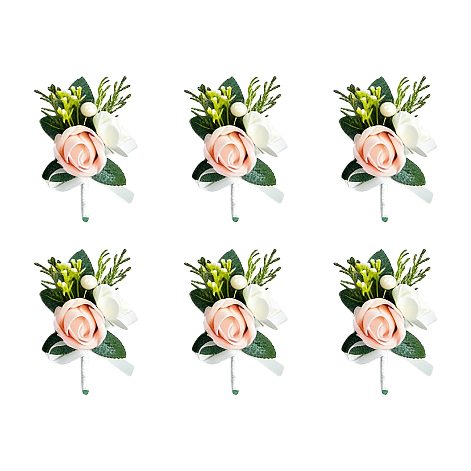 Hsioluted 6Pcs Artificial Flower Bouquet Wedding Boutonniere Wrist Corsage for Prom Bridal Showers Wedding Anniversary Graduation Artificial Flower Nosegay