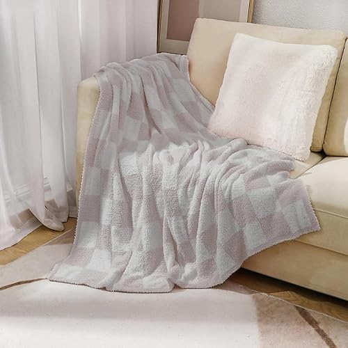 DOOWELL Manta de punto suave con patrón de cuadrícula de ajedrez para sofá, cama, camping, regalo de viaje (negro, 60 x 80 pulgadas)
