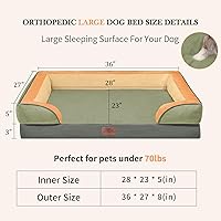 Vista 405 de Comfort Expression Cama ortopédica para perros extra grandes de 45 x 35 pulgadas, cama para mascotas XL de espuma tipo caja de huevos impermeable