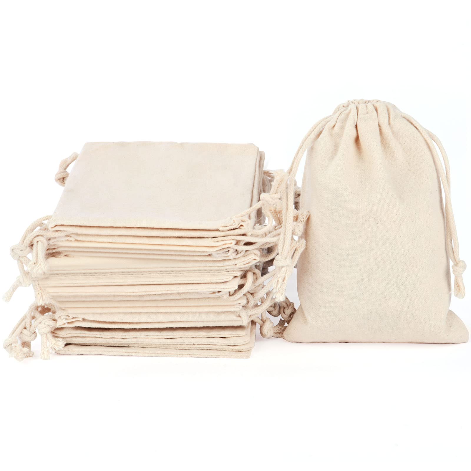 Aucuu 25PCS Bolsas de Algodón, 10 x 15 cm, Sacos de Caramelos, Mini Bolsas de Dinero, Bolsas de Regalo para Fiestas de Cumpleaños, para Bodas, Navidad