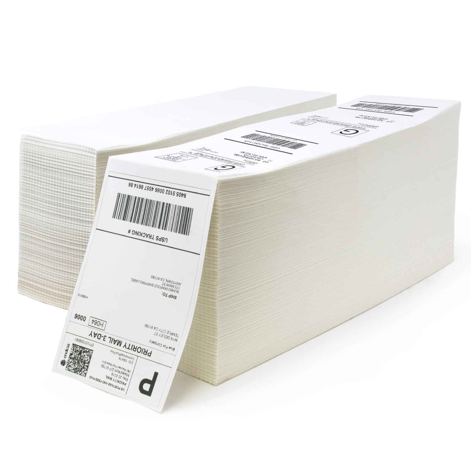 Buhbo 4" x 6" Direct Thermal Labels - Perforated BPA Free - Compatible with Zebra & Rollo Printer - Commercial Grade Shipping (4000 Fanfold Labels - 2
