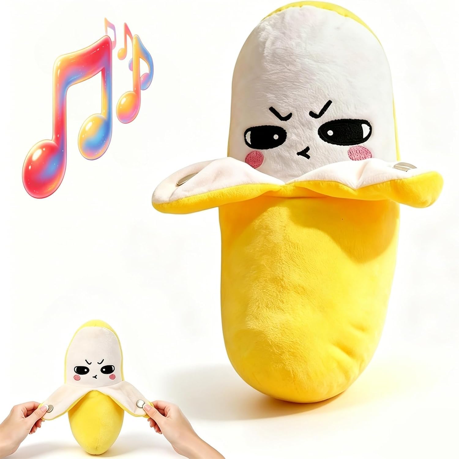 Starnearby Interactive Music Banana Plush Toy, Magic Human Body Induction Stuffed Fruit Toy, Skin Touch Sensitive Rhythm Plush, Funny Musical Sensory Toy for Baby Kids Adults Autism
