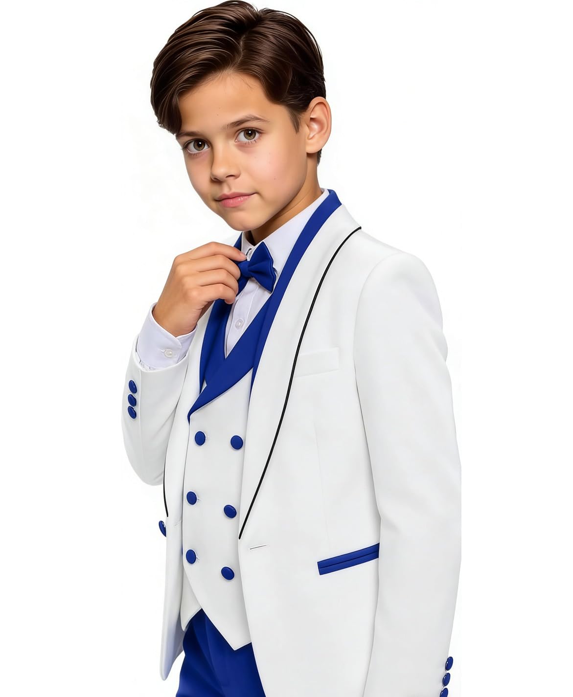 Conjunto de traje formal de 3 piezas para niños, chaqueta de esmoquin, chaleco, pantalones para niños, anillo de boda, portador de fiesta