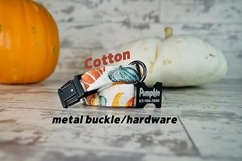 Miniatura 4 de Fall Style Dog Collars w/metal buckle, HAND MADE, Custom Engraved Personalized Collar, 1 inch wide, designer collars, Floral or Pumpkin