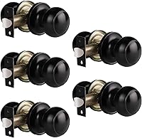 Vista 25 de Gobrico Cerradura de puerta de paso de acero inoxidable níquel satinado interior sin llave redonda perilla de puerta cerrada, 1 paquete