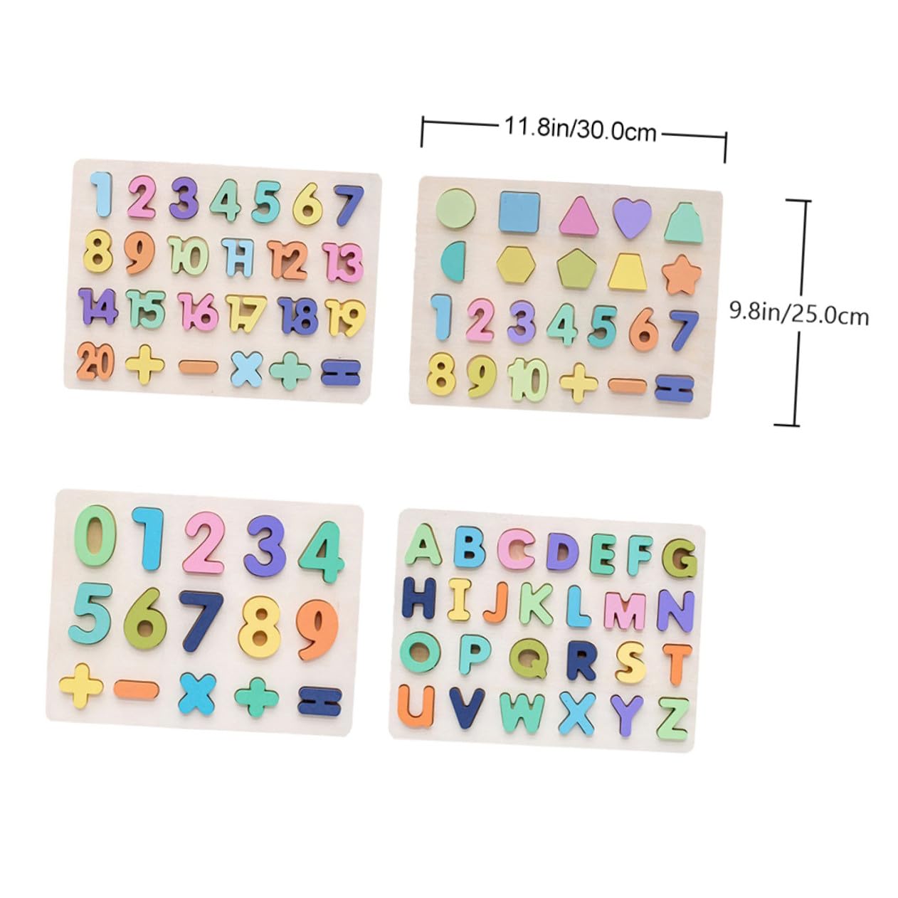 Puzzle Educativo per Ragazzo Ragazza in Legno Numeri e Lettere, da 4 Pezzi, Superficie Liscia per Apprendimento Precoce e Sviluppo Cognitivo, Gioco Didattico per Prime Scoperte