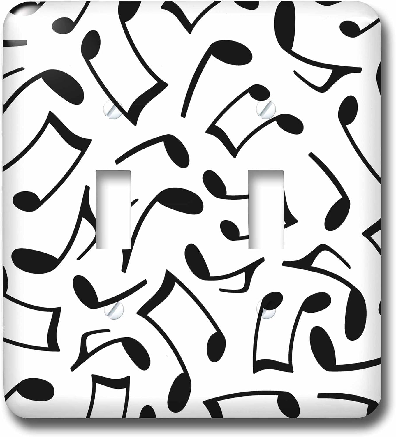 3dRose lsp_165905_2 Music Notes Pattern White and Black Double Toggle Switch