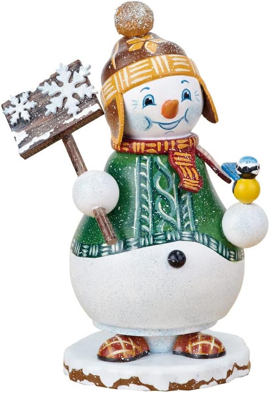 German Incense Smoker Gnome Snowman 14cm / 5inch - Hubrig Volkskunst