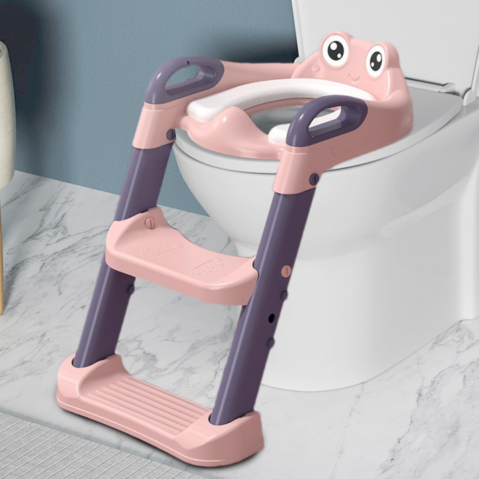 Schody do nocnika toaletowego – drabina treningowa Step Up, antypoślizgowe siedzisko z uchwytami nośnymi, kompaktowa, składana konstrukcja, ergonomiczna pomoc toaletowa ze wzmocnioną ramą, narzędzie