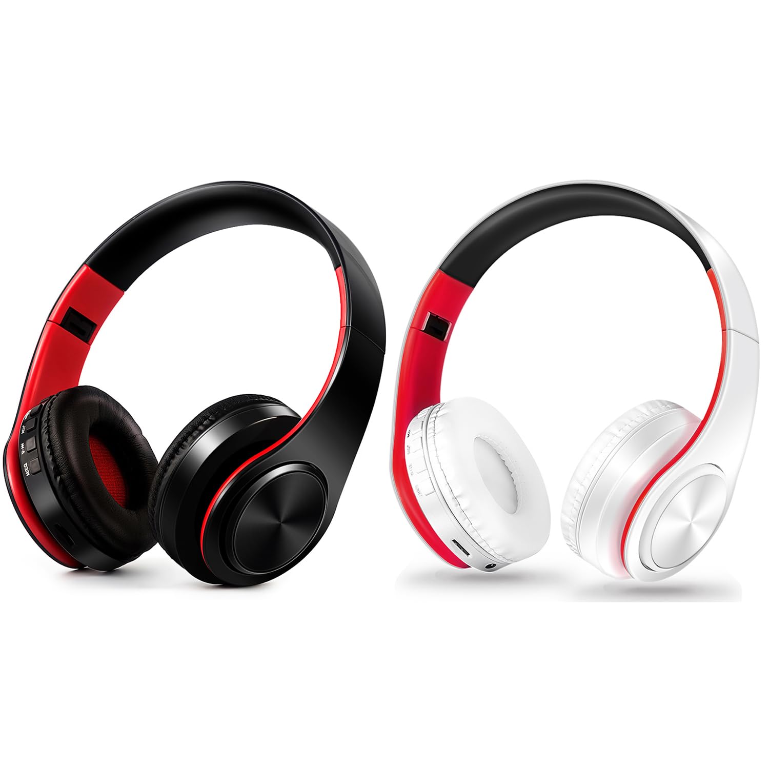 Casque Bluetooth supra-auriculaire stéréo pour ordinateur PC pour jeu, réunion, chat avec micro/cache-oreilles souples/pliable/TF 3,5 mm pour connectivité universelle (2 pièces par paquet)