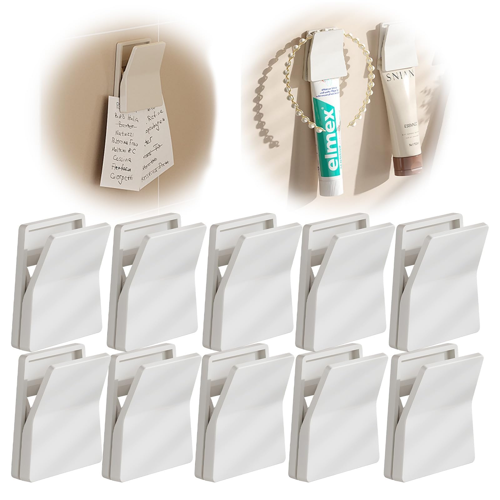 WORUIB Glove Clips, 10 White Storage Clips for Wall Mountin