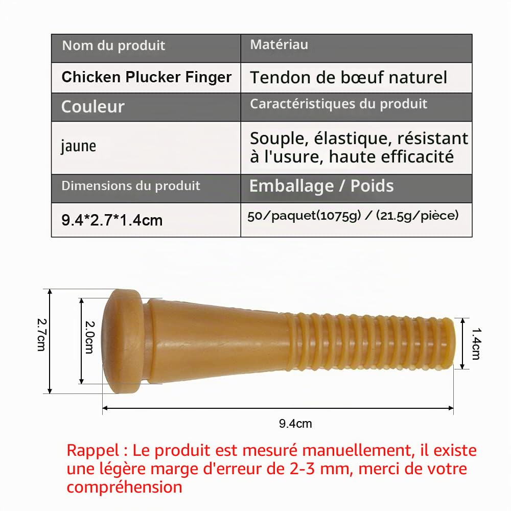 50 pcs Doigt Plumeuse Volaille Poulet caoutchouc volaille plumer les doigts bâton d'enlèvement de plumes de cheveux de remplacement pour poulet / canards / poulet / pigeon de bonne qualité